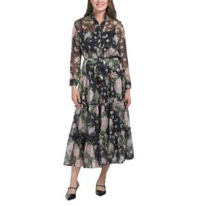 NANCY YANG Floral Shirt Dress